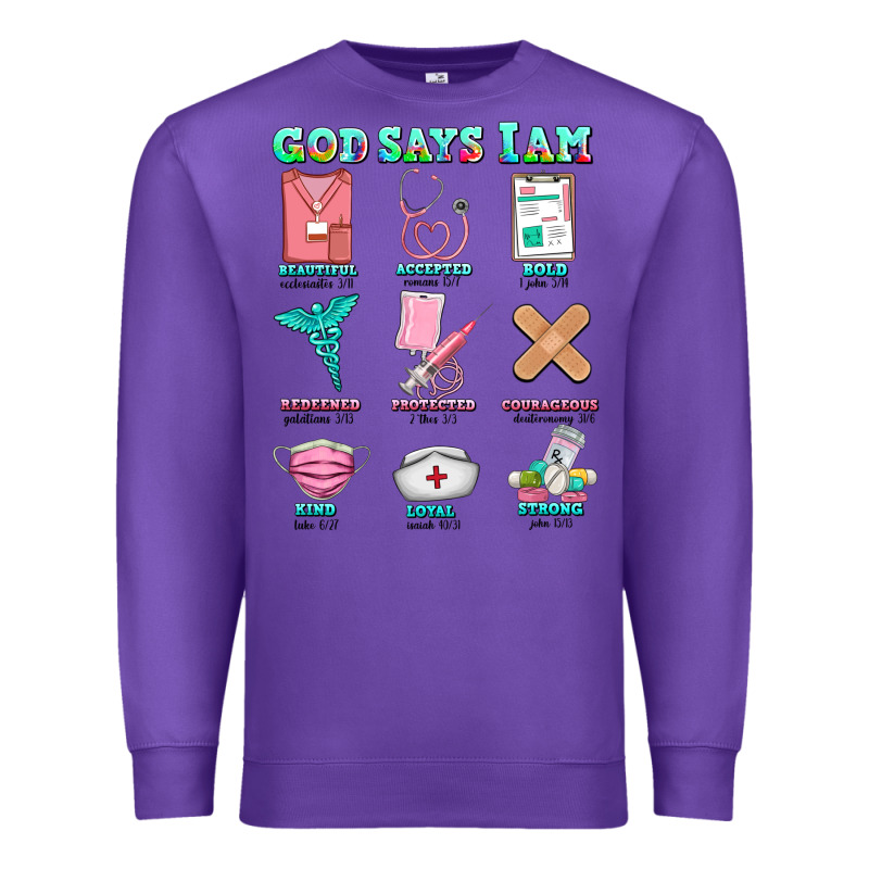 Nurse God Says I Am  Nurse Elements Premium Sweatshirt by AdoDesignShop | Teevron