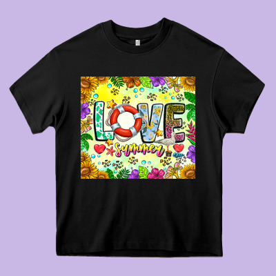 Love Summer Heavy Core Tee Designed By Cowhidedigitalart