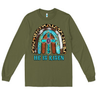 Army Green He Is Risen Long Sleeve Tee - RanaPortraitStore