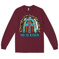Burgundy He Is Risen Long Sleeve Tee - RanaPortraitStore