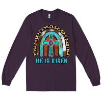 Plum He Is Risen Long Sleeve Tee - RanaPortraitStore