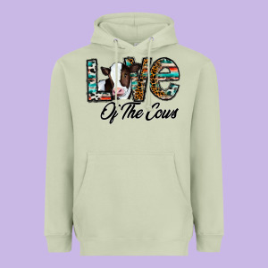 Love Of The Cows Heavyweight Hoodie Designed By Cowhidedigitalart