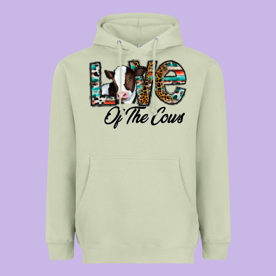 Love Of The Cows Heavyweight Hoodie Designed By Cowhidedigitalart