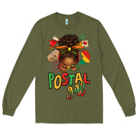 Army Green juneteenth afro messy bun postal girl Long Sleeve Tee - texasbilliewilder