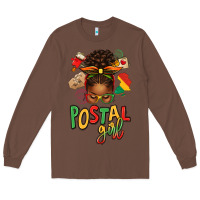 Chestnut juneteenth afro messy bun postal girl Long Sleeve Tee - texasbilliewilder