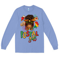 Colony Blue juneteenth afro messy bun postal girl Long Sleeve Tee - texasbilliewilder