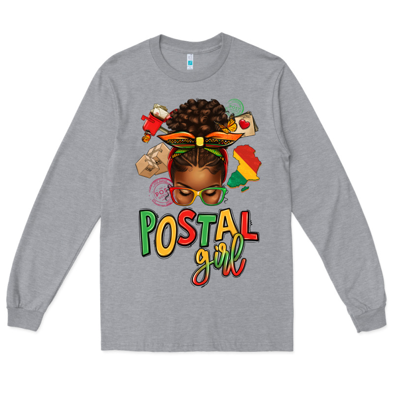 Juneteenth Afro Messy Bun Postal Girl Long Sleeve Tee by texasbilliewilder | Teevron