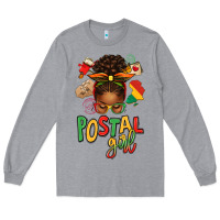 Heather Grey juneteenth afro messy bun postal girl Long Sleeve Tee - texasbilliewilder