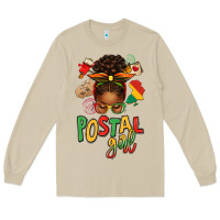 Mushroom juneteenth afro messy bun postal girl Long Sleeve Tee - texasbilliewilder