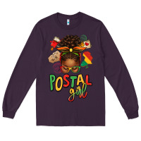 Plum juneteenth afro messy bun postal girl Long Sleeve Tee - texasbilliewilder