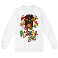 White juneteenth afro messy bun postal girl Long Sleeve Tee - texasbilliewilder