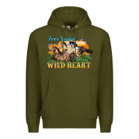 Army Green free spirit wild heart 3 horses Premium Hoodie - LillyAllenDesigns