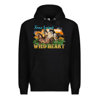 Black free spirit wild heart 3 horses Premium Hoodie - LillyAllenDesigns