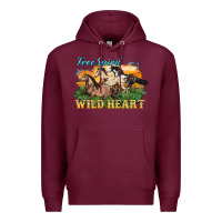 Burgundy free spirit wild heart 3 horses Premium Hoodie - LillyAllenDesigns