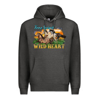 Charcoal Heather free spirit wild heart 3 horses Premium Hoodie - LillyAllenDesigns
