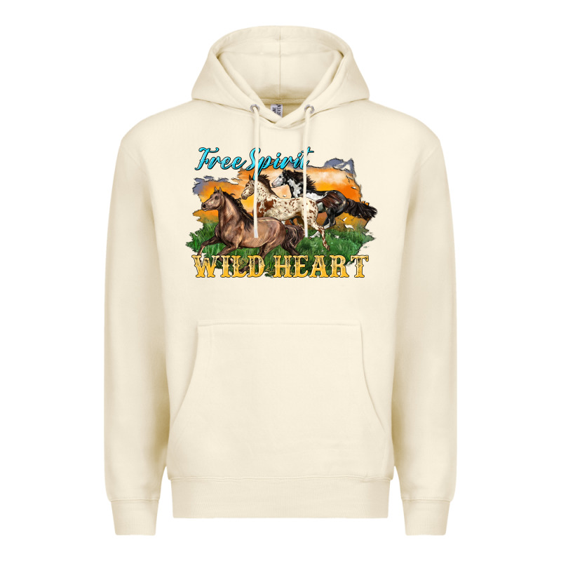 Free Spirit Wild Heart 3 Horses Premium Hoodie by LillyAllenDesigns | Teevron