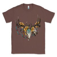 Chestnut Boho Deer Skull Sunflowers And Gemstone Classic Tee - RanaPortraitStore
