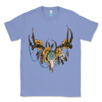Colony Blue Boho Deer Skull Sunflowers And Gemstone Classic Tee - RanaPortraitStore