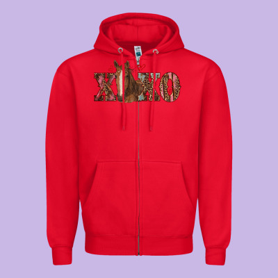 Xoxo Horse Zipper Hoodie Designed By Ranaportraitstore