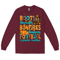 Burgundy Boots flannels bonfires leggins American Football Long Sleeve Tee - RanaPortraitStore