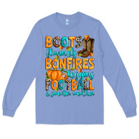 Boots Flannels Bonfires Leggins American Football Long Sleeve Tee | Teevron