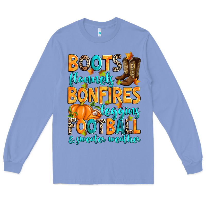 Boots Flannels Bonfires Leggins American Football Long Sleeve Tee by RanaPortraitStore | Teevron