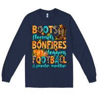 Navy Boots flannels bonfires leggins American Football Long Sleeve Tee - RanaPortraitStore