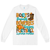 White Boots flannels bonfires leggins American Football Long Sleeve Tee - RanaPortraitStore