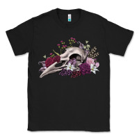 Black Boho floral raven skull Classic Tee - RanaPortraitStore