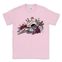 Bubblegum Pink Boho floral raven skull Classic Tee - RanaPortraitStore