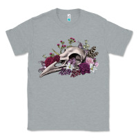 Heather Grey Boho floral raven skull Classic Tee - RanaPortraitStore
