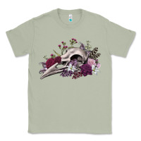 Matcha Boho floral raven skull Classic Tee - RanaPortraitStore