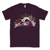 Plum Boho floral raven skull Classic Tee - RanaPortraitStore