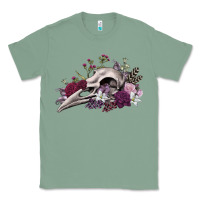 Sage Boho floral raven skull Classic Tee - RanaPortraitStore
