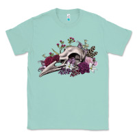 Seafoam Boho floral raven skull Classic Tee - RanaPortraitStore