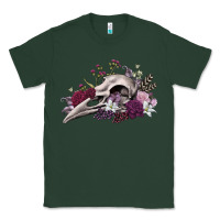 Sports Green Boho floral raven skull Classic Tee - RanaPortraitStore