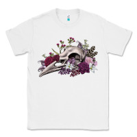 White Boho floral raven skull Classic Tee - RanaPortraitStore