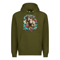Army Green free spirit mustang horse Premium Hoodie - LillyAllenDesigns
