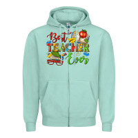 Seafoam best teacher ever Zipper Hoodie - texasbilliewilder