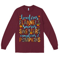 Burgundy Bonfires flannels Long Sleeve Tee - RanaPortraitStore