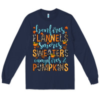 Navy Bonfires flannels Long Sleeve Tee - RanaPortraitStore
