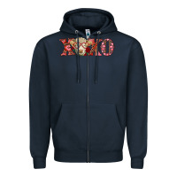 Navy xoxo charolais cow Zipper Hoodie - RanaPortraitStore