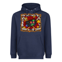 Navy hockey christmas with lights and stars Heavyweight Hoodie - FaDigitalArtStudio