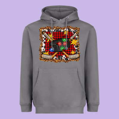 Hockey Christmas With Lights And Stars Heavyweight Hoodie Designed By Fadigitalartstudio