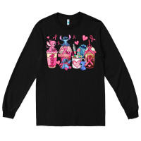 Black breast cancer stitch coffee cups Long Sleeve Tee - AdoDesignShop
