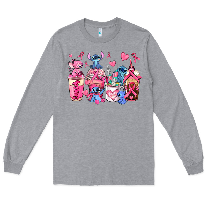 Breast Cancer Stitch Coffee Cups Long Sleeve Tee by AdoDesignShop | Teevron