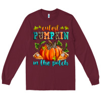 Burgundy Cutest pumpkin in the patch Long Sleeve Tee - RanaPortraitStore