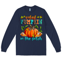 Navy Cutest pumpkin in the patch Long Sleeve Tee - RanaPortraitStore