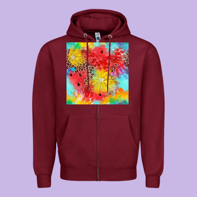 Fruits Leopard Seamless Pattern Zipper Hoodie Designed By Zillion Design Studio