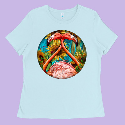 Flamingos With Western Background Ladies Tee Designed By Barkaloodesign